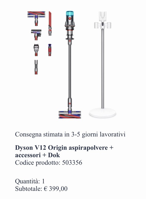 Dyson v12 origin seminuo vendo causa doppio regalo