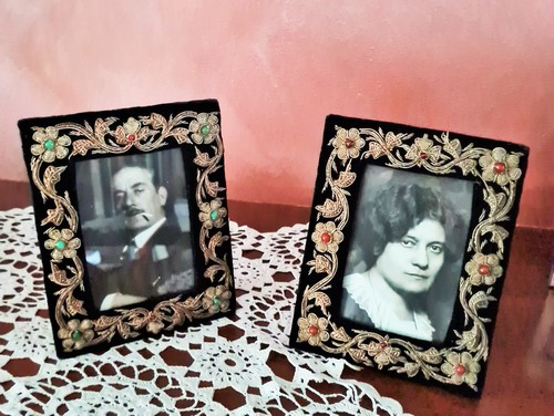 Coppia cornici   portaritratti vintage   rivestite