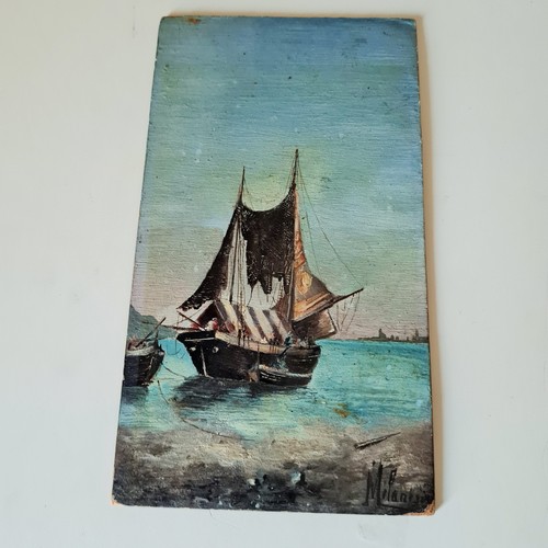 Antico dipinto olio su tavola  11.5.1889 firmato M