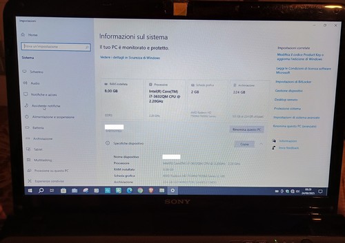 Sony VAIO i7 3632QM modello SVE151G17